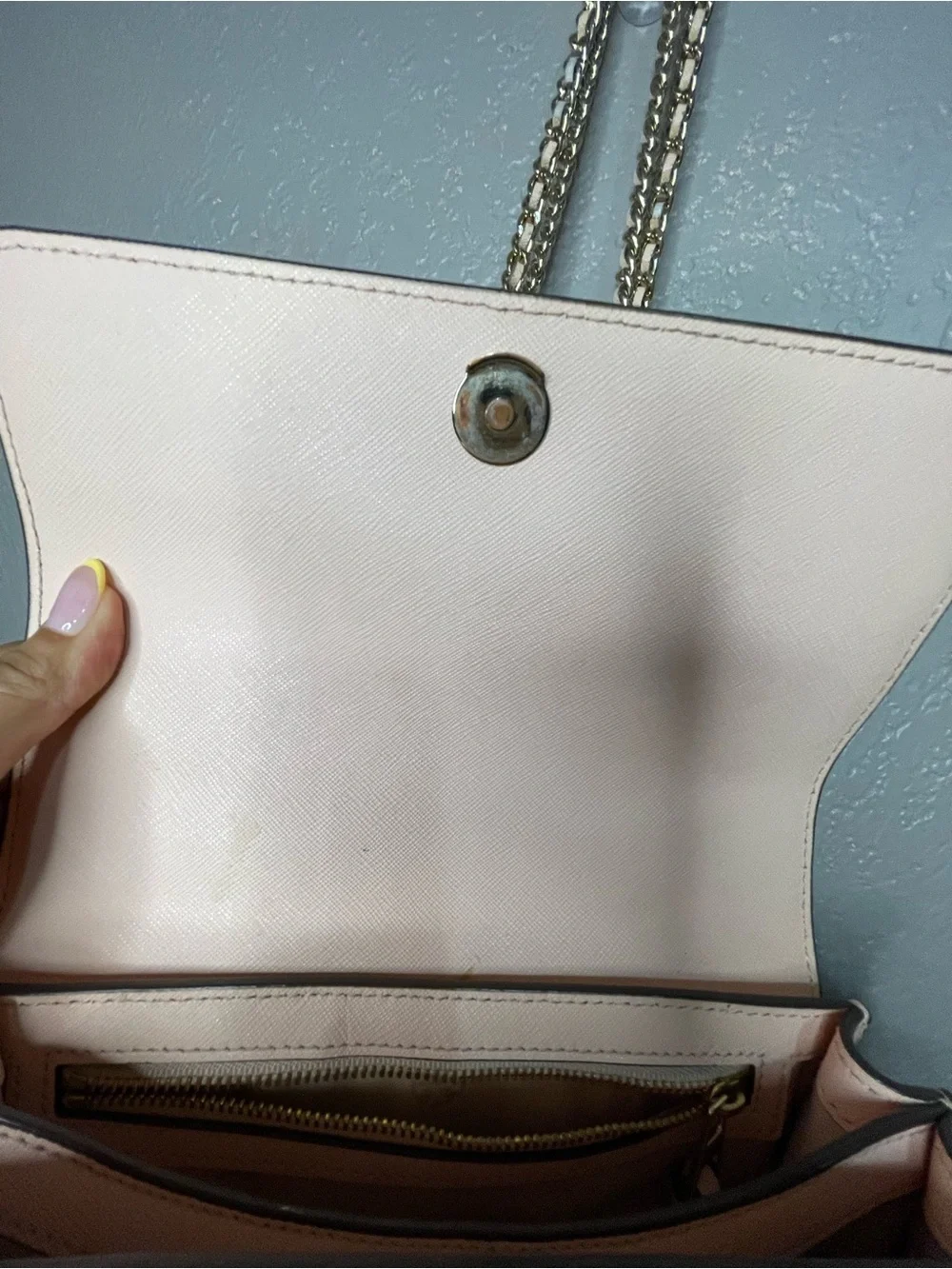 Tory Burch Blush Pink Leather Chain-Strap Crossbody Bag with Gold Hardware